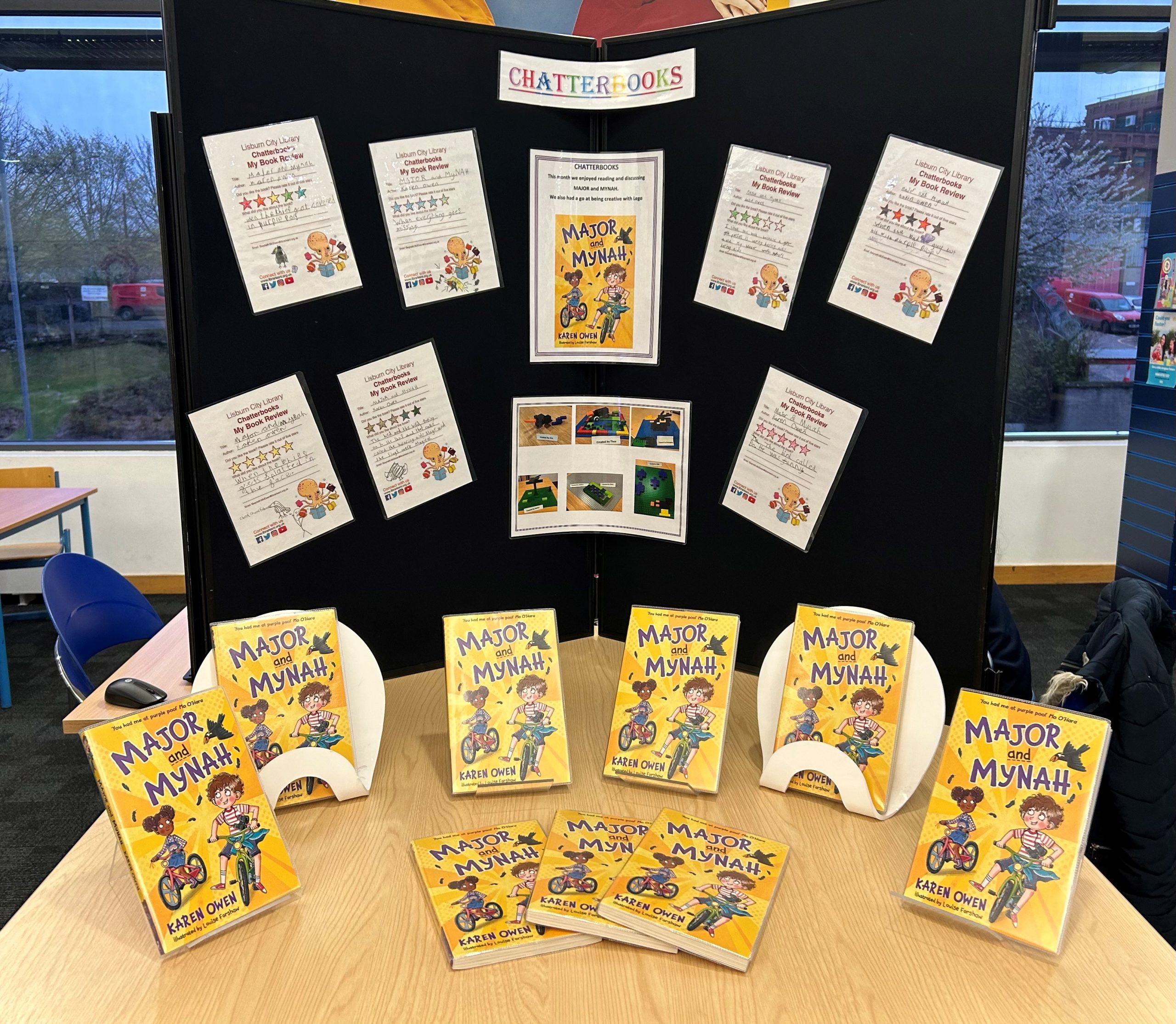 Display of Major and Mynah books and work at Lisburn Library